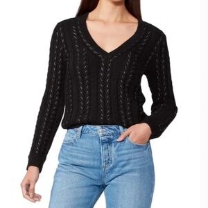 Paige Dorthea V Neck Sweater - Black with metallic